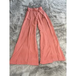 Women’s Pants Split Front Soft Wide Leg High Waist Peach Size Small Acaci